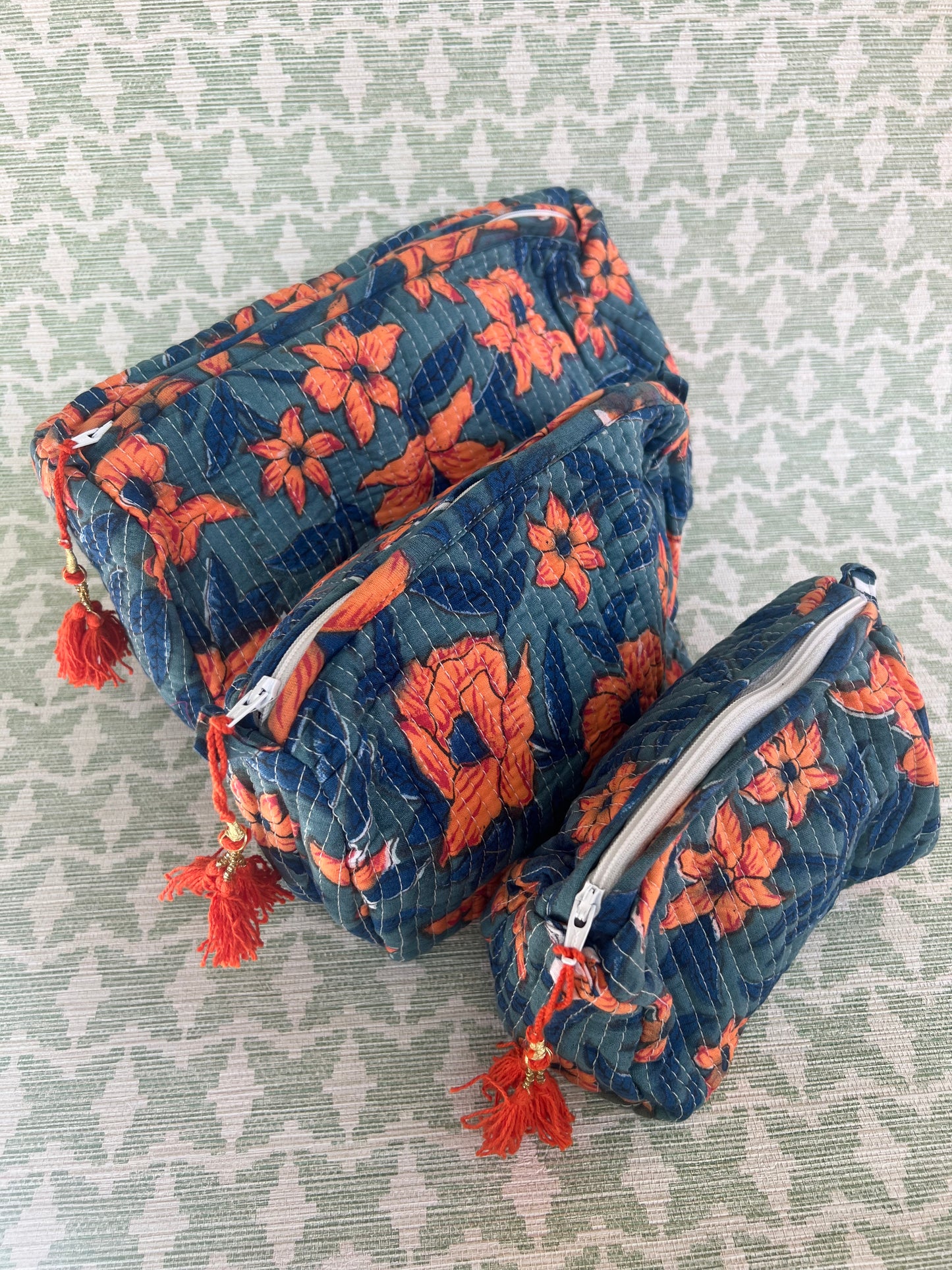 Quilted Accessories Pouches- Set of 3