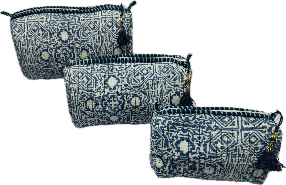 Quilted Accessories Pouches- Set of 3