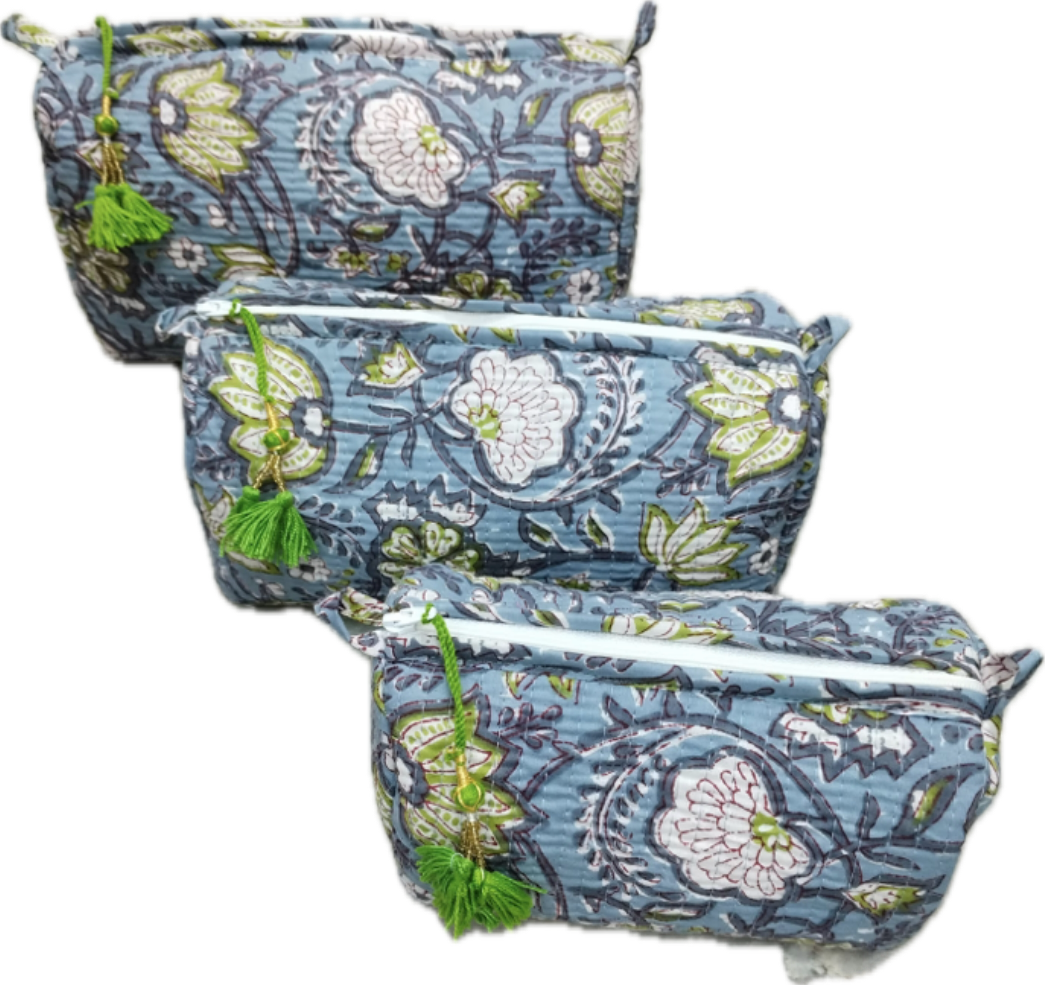 Quilted Accessories Pouches- Set of 3