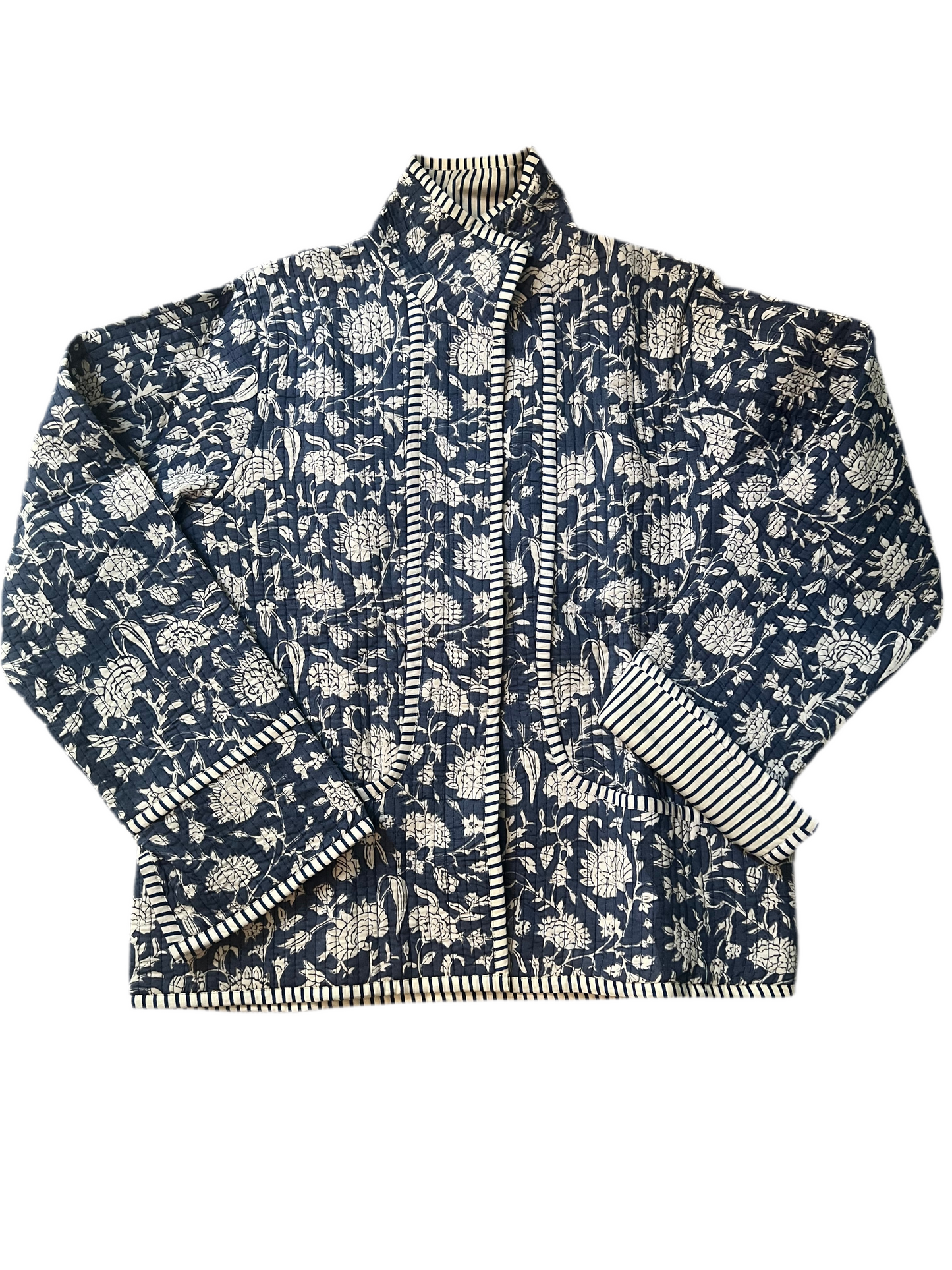 The Open Jacket - Denim Blue Floral