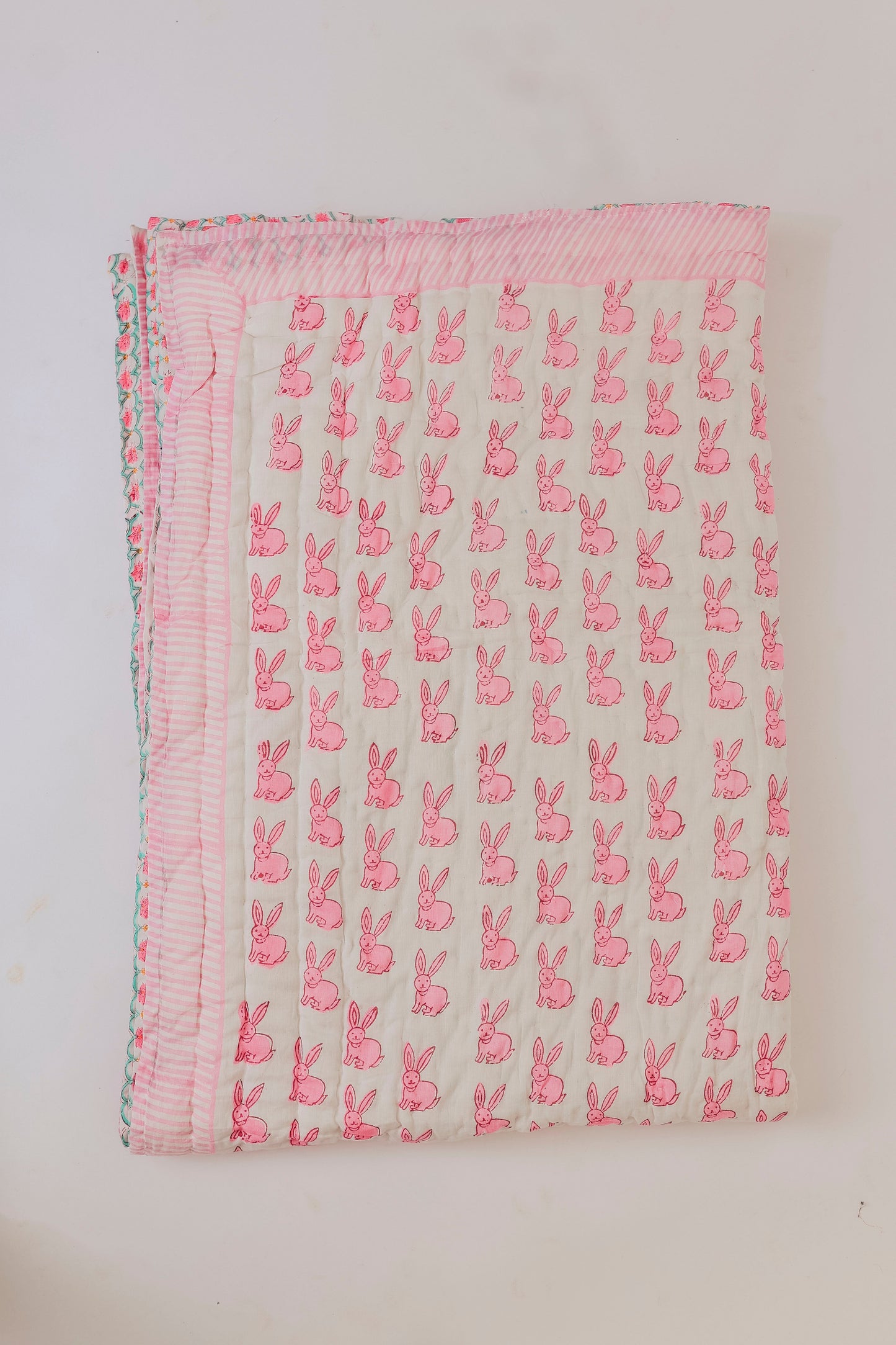 Kids Quilted Blankets - Pink Bunny