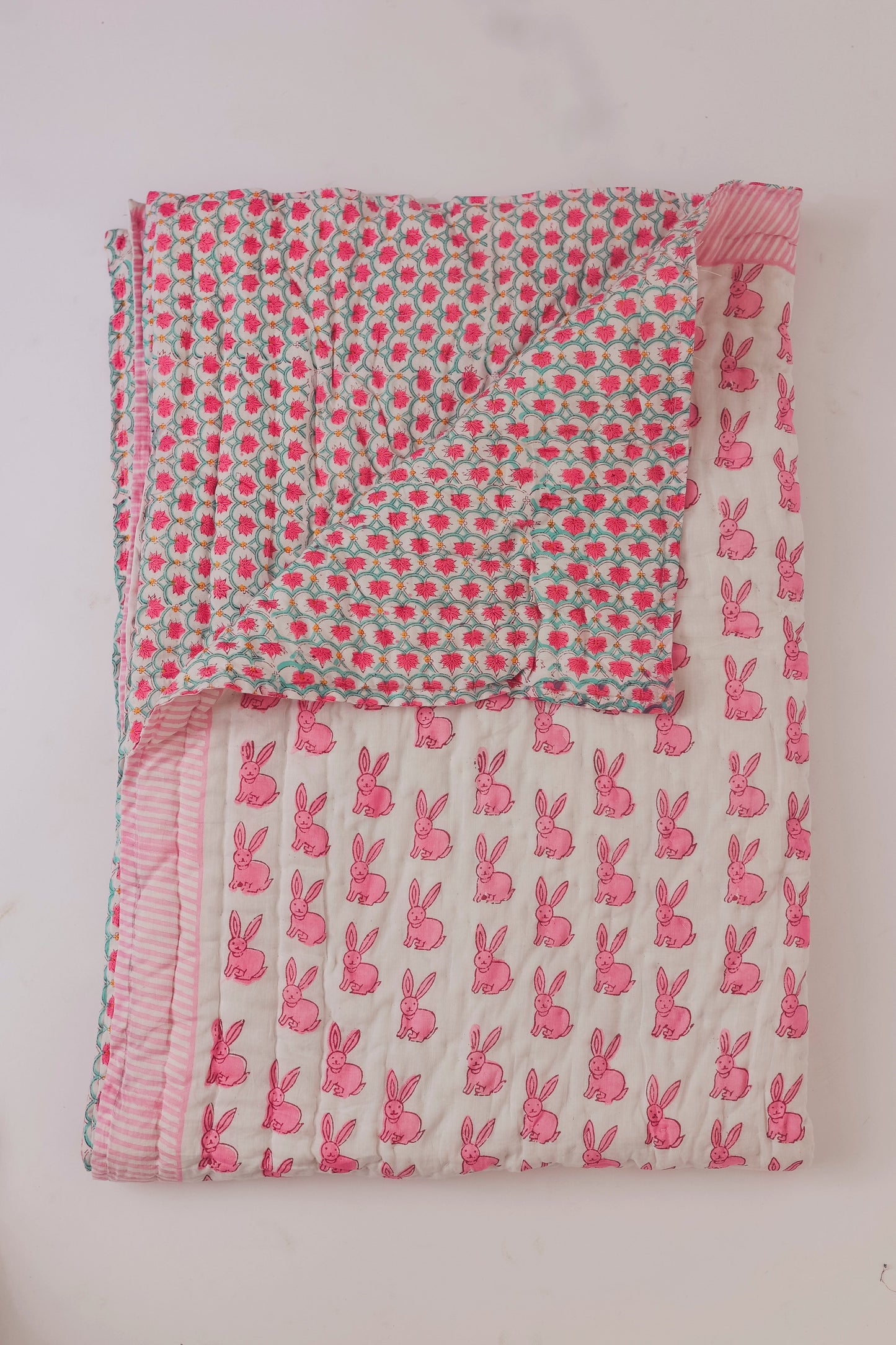 Kids Quilted Blankets - Pink Bunny