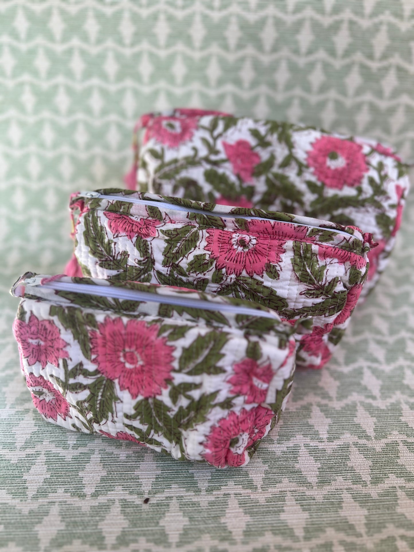 Quilted Accessories Pouches- Set of 3