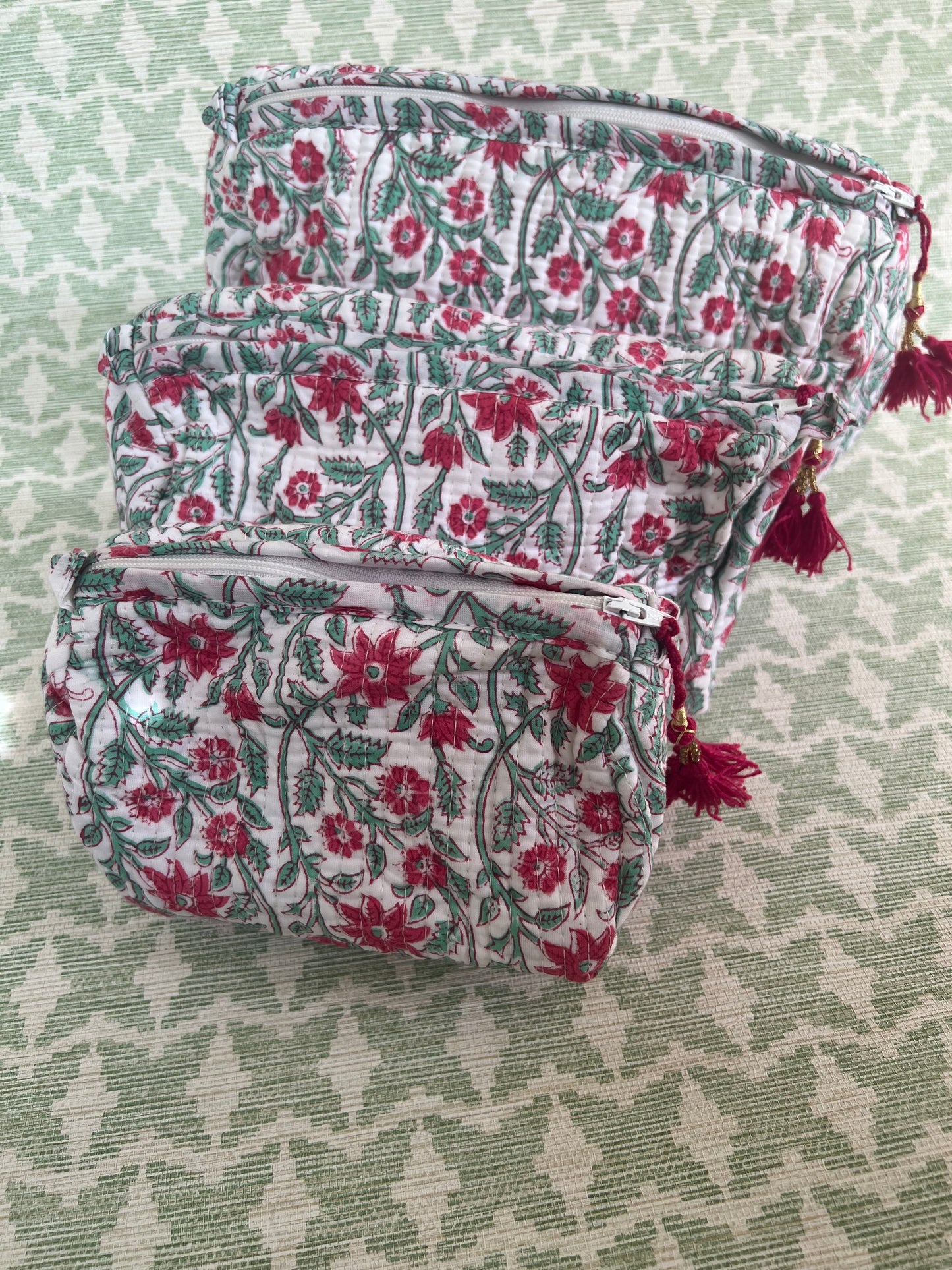 Quilted Accessories Pouches- Set of 3