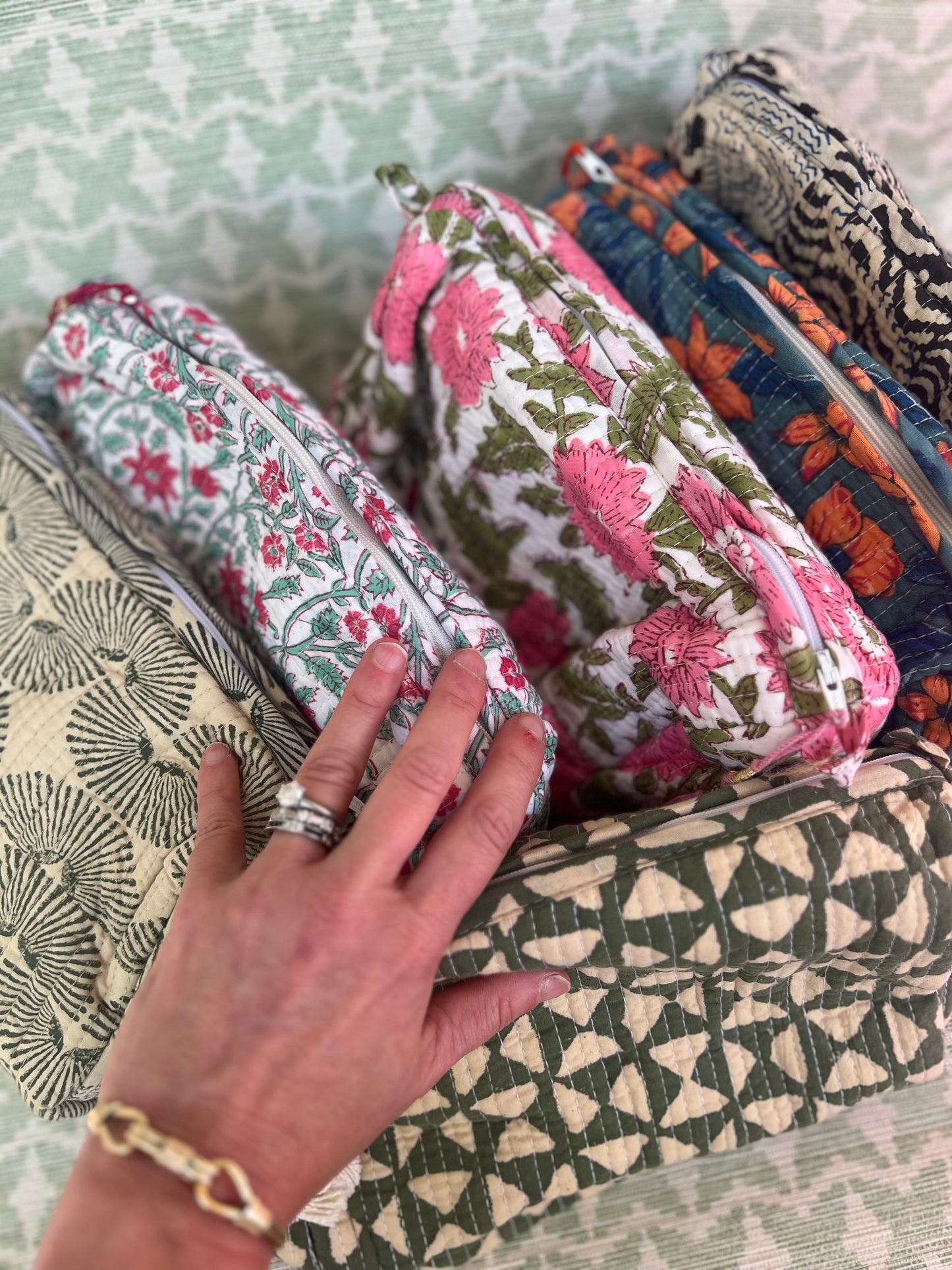 Quilted Accessories Pouches- Set of 3