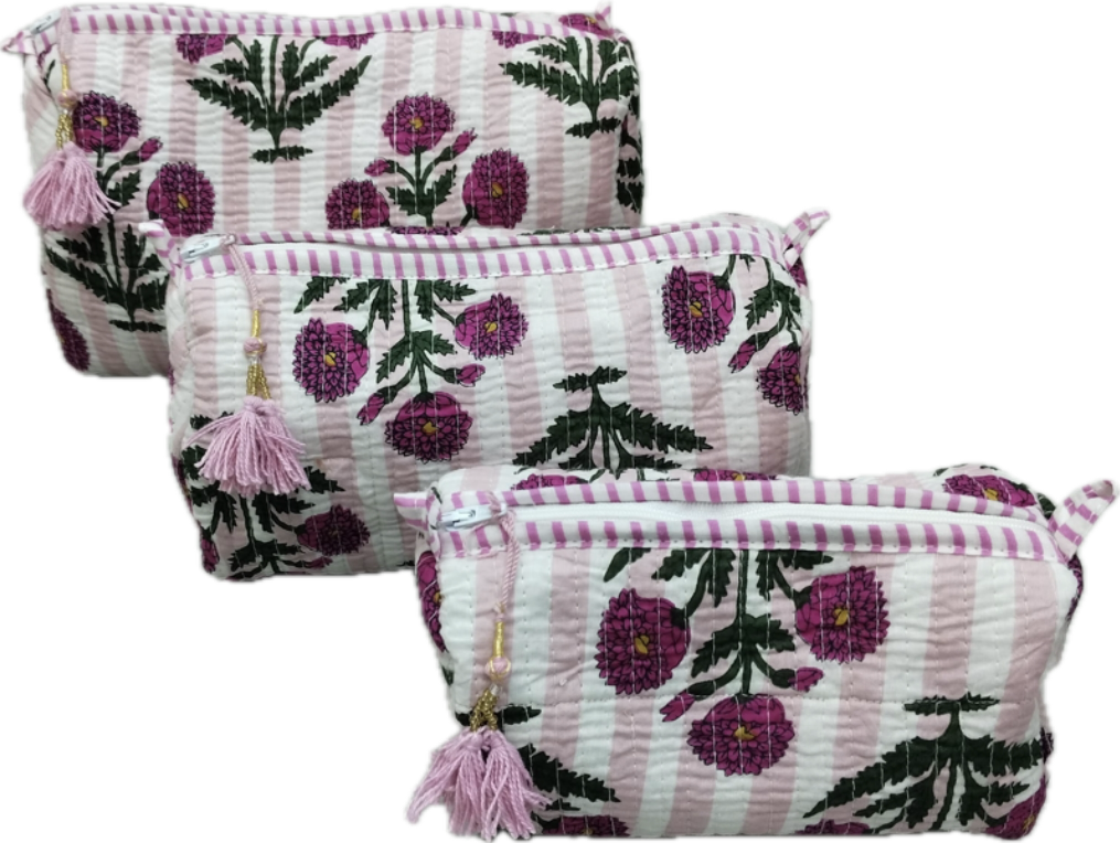 Quilted Accessories Pouches- Set of 3