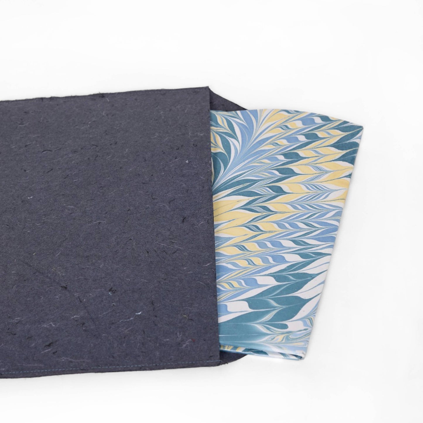 Hand Marbled Scalloped Wastepaper/Storage Basket - Carolina Blue