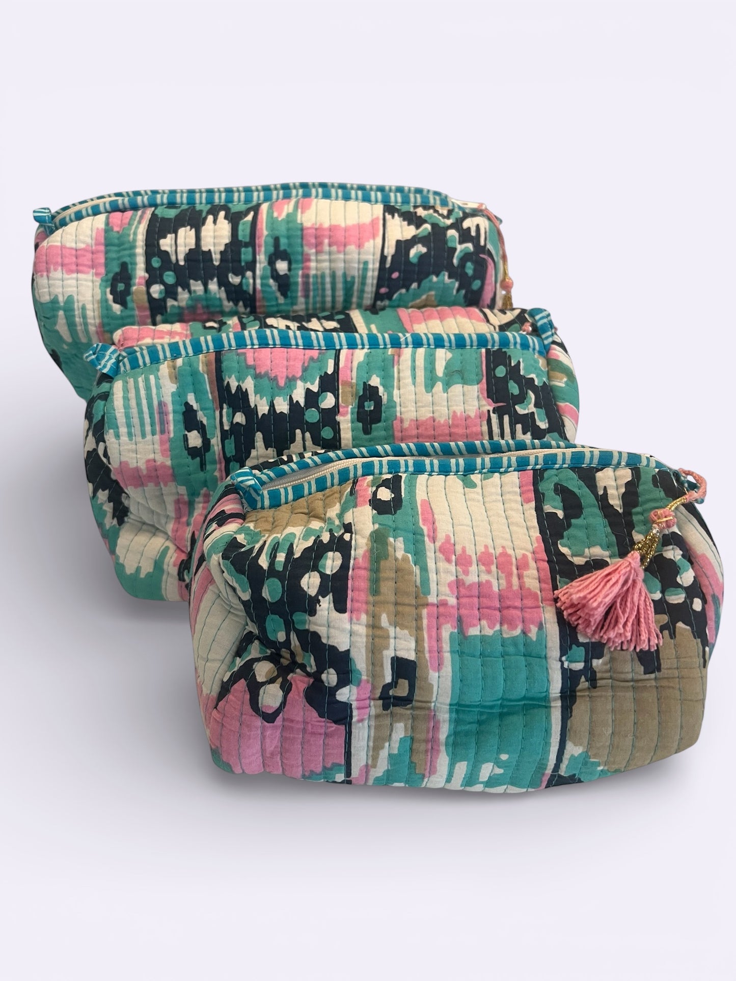 Quilted Accessories Pouches- Set of 3