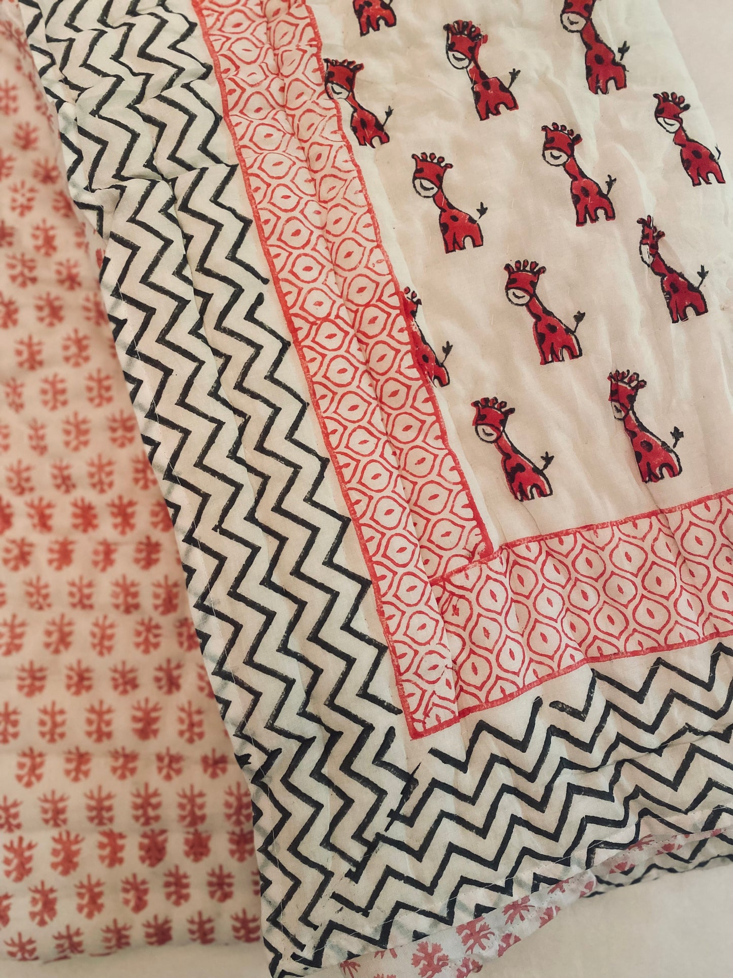 Kids Quilted Blanket- Pink Giraffe