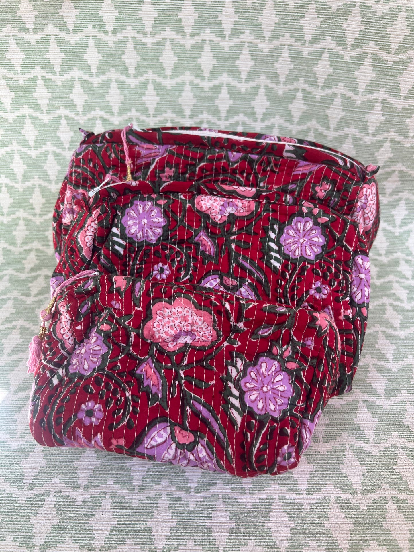 Quilted Accessories Pouches- Set of 3