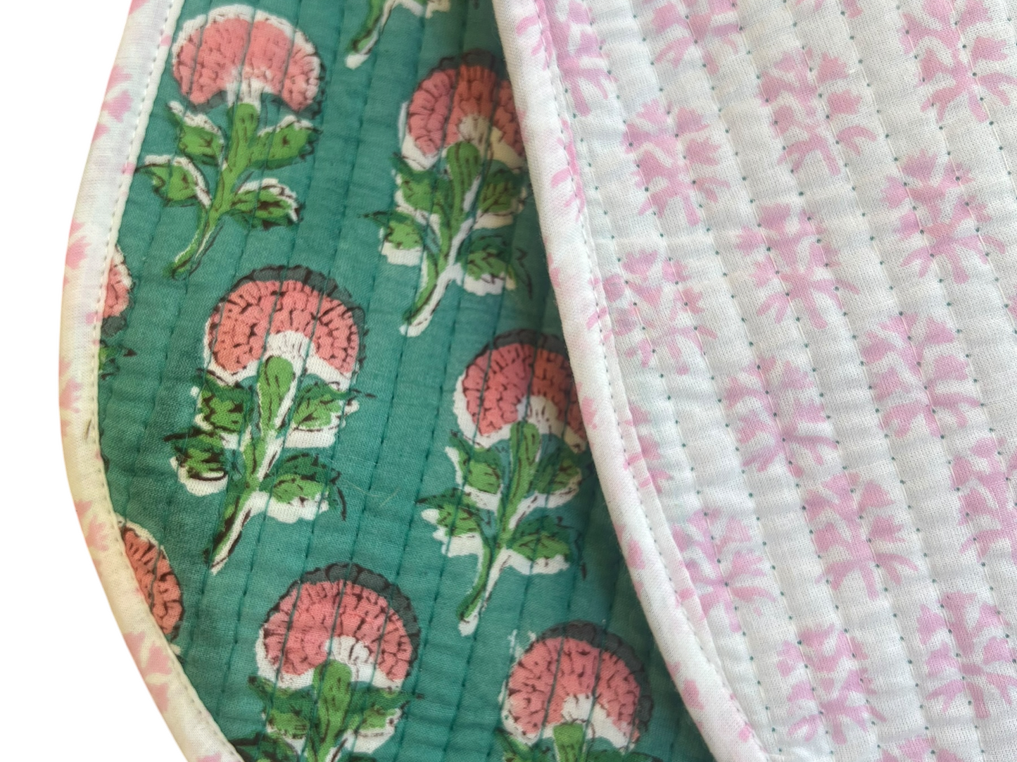 Block Print Quilted Baby Bibs- Set of 2