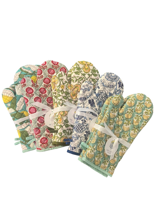 Block Print Oven Mitt Set