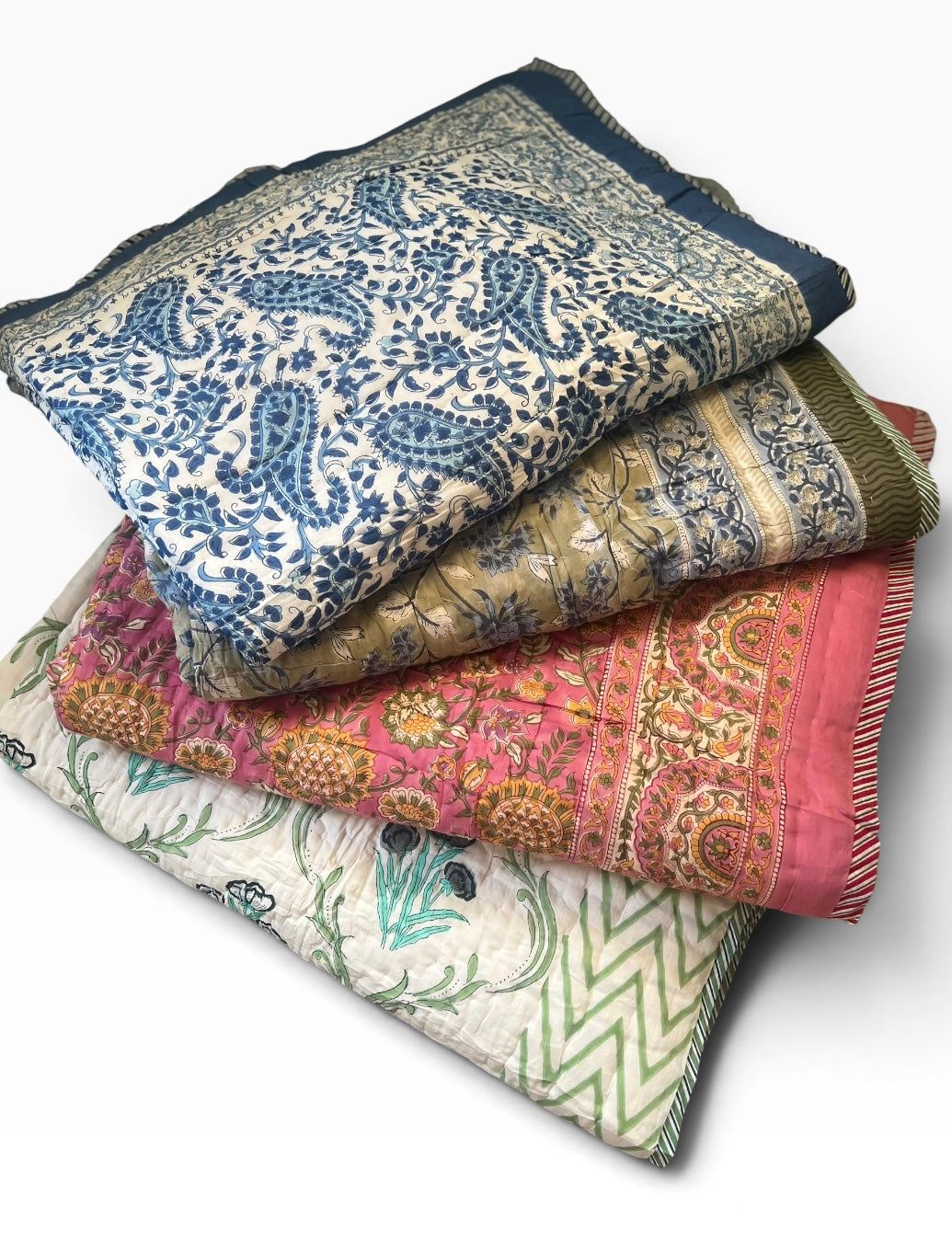 Block Print Quilt- Twin Size