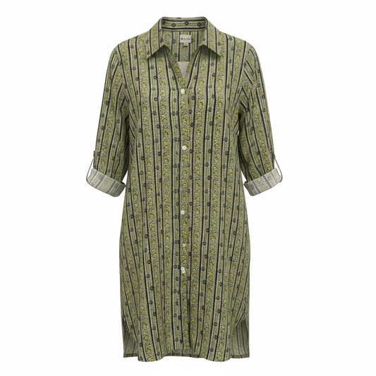 The Shorty Shirt Dress - Chartreuse Stripe