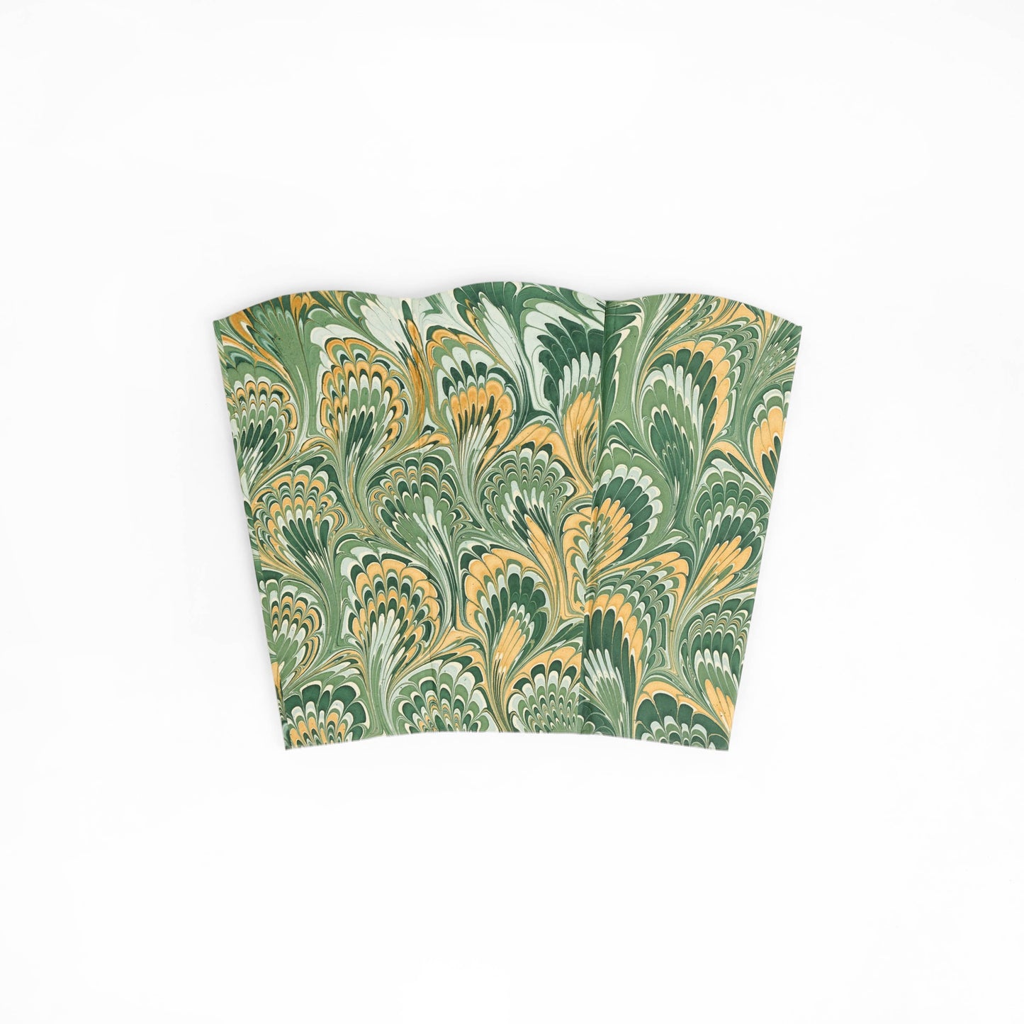 Marbled Scalloped Collapsable Wastepaper/Storage Basket - Emerald