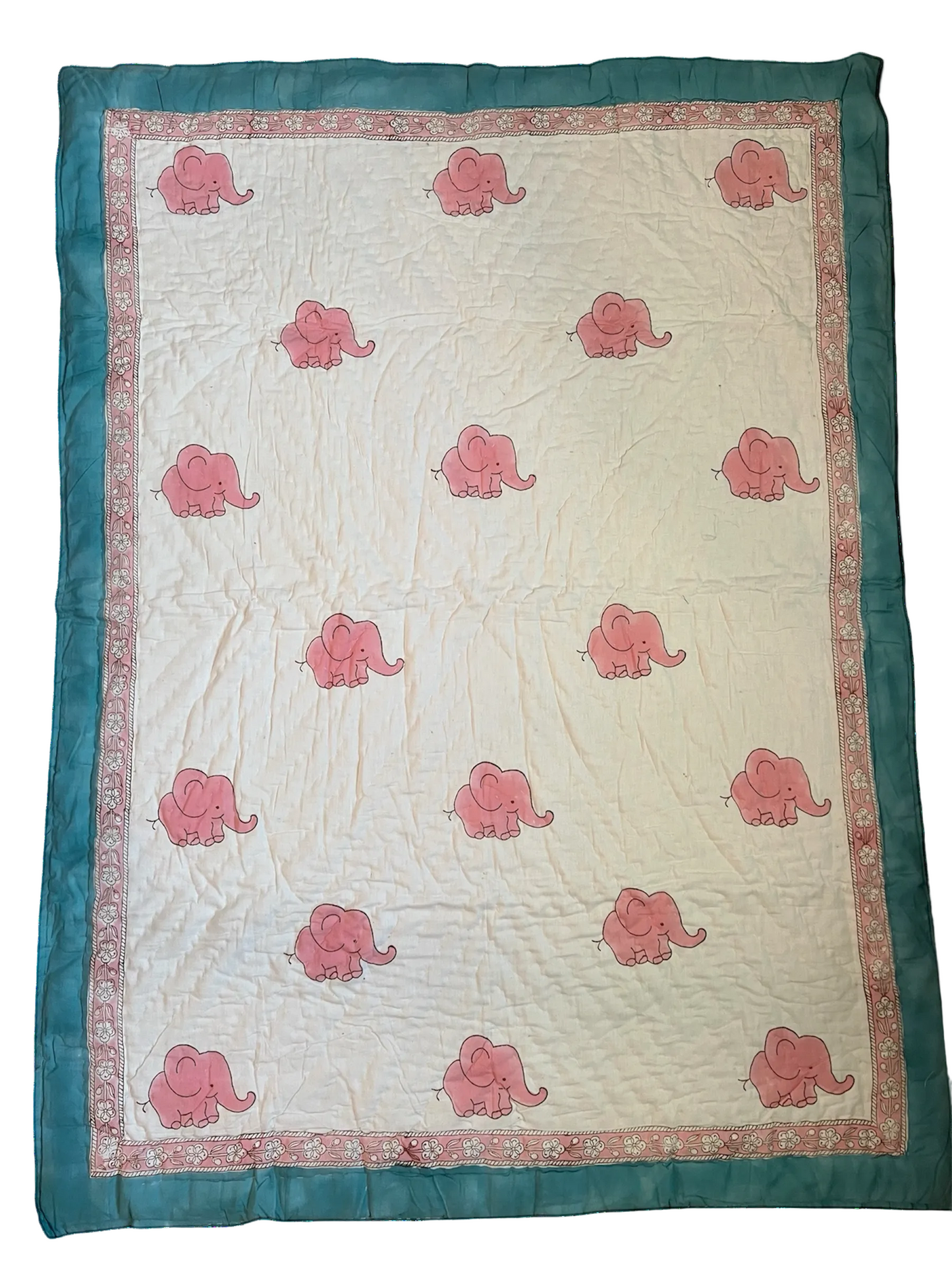 Kids Quilted Blankets - Pink Elephant