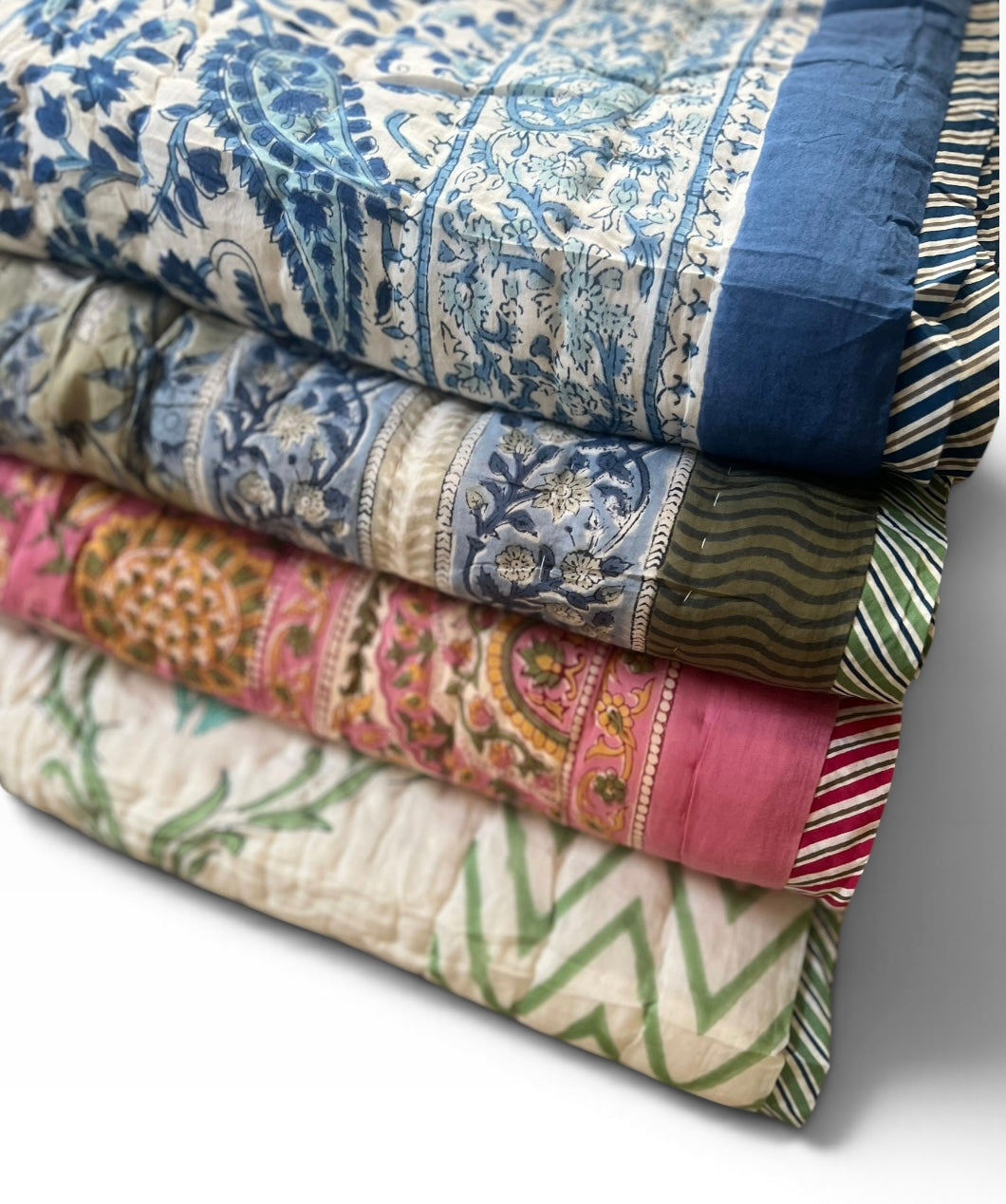Block Print Quilt- Twin Size