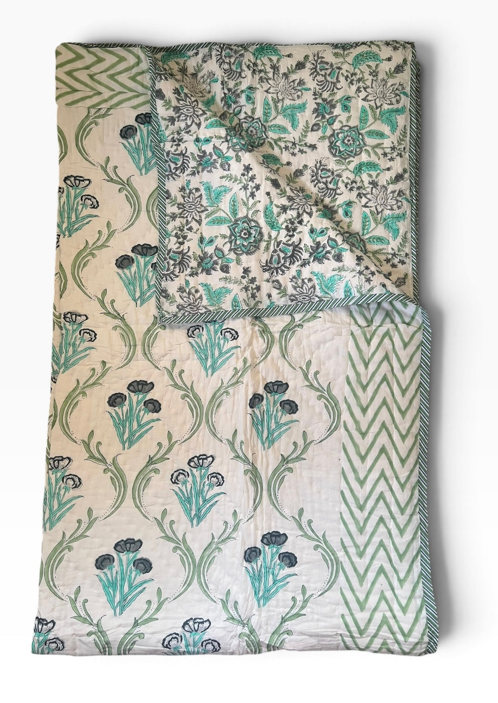 Block Print Quilt- Twin Size