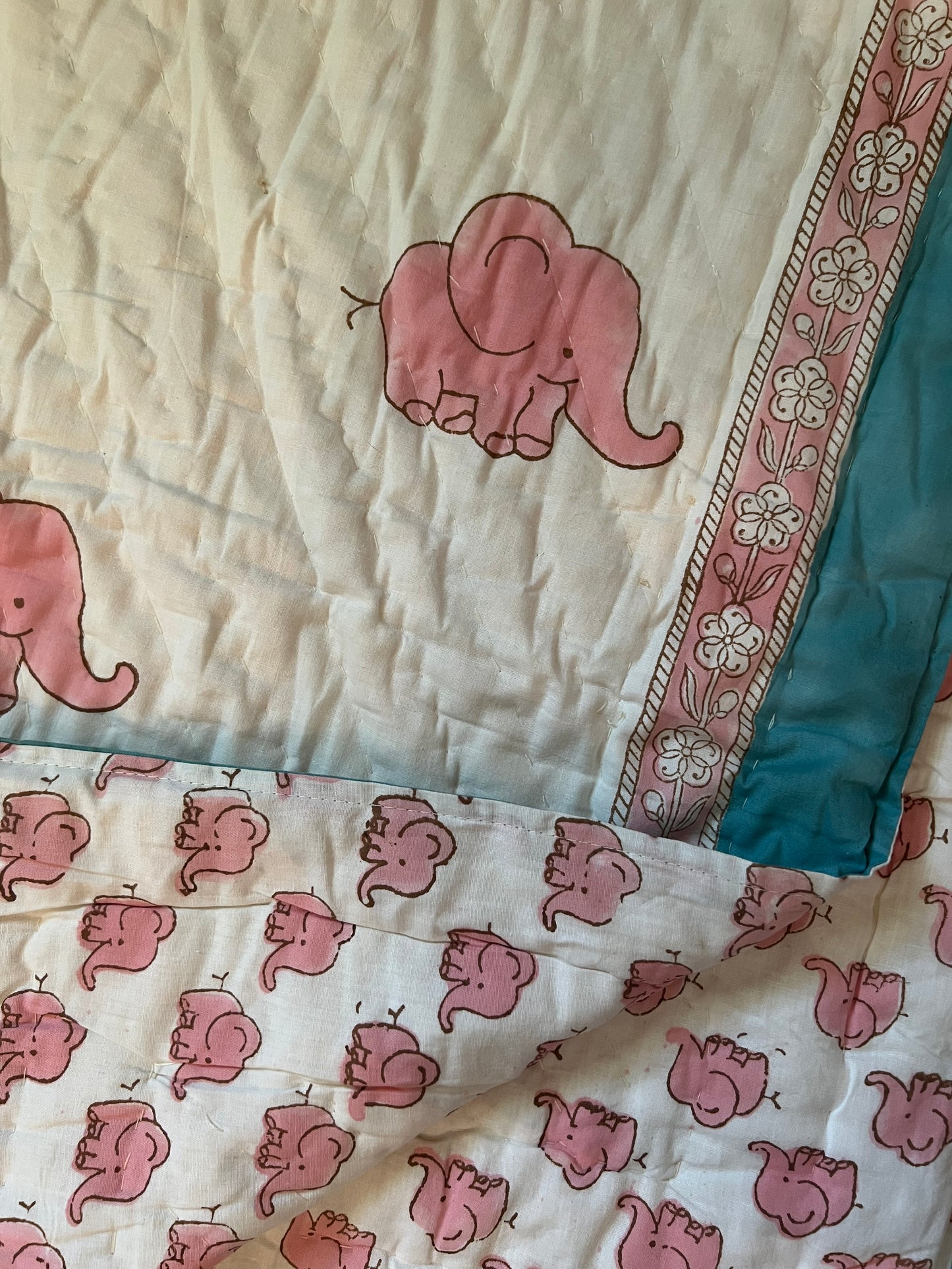 Kids Quilted Blankets - Pink Elephant