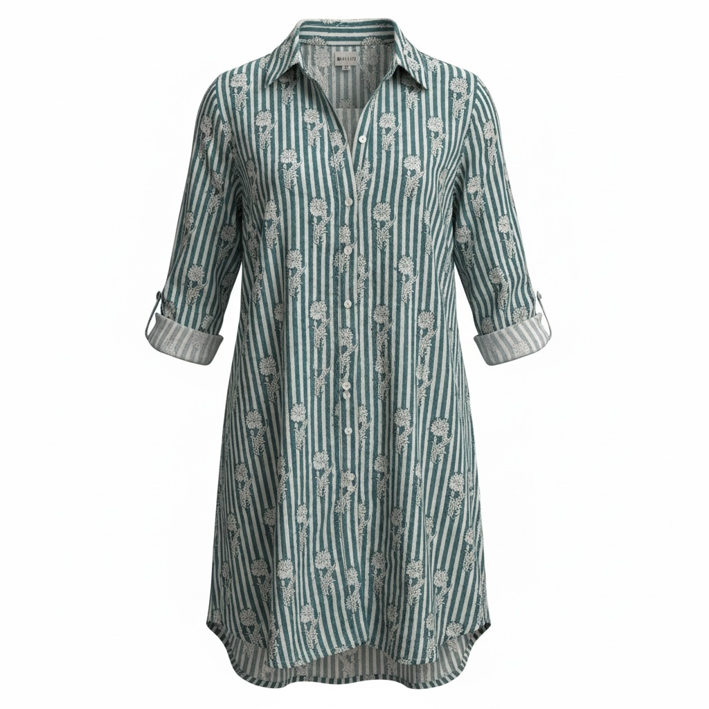 The Shorty Shirt Dress - French Blue Stripe