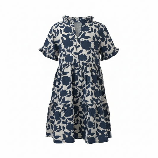 Marie Girls Dress - Navy Floral