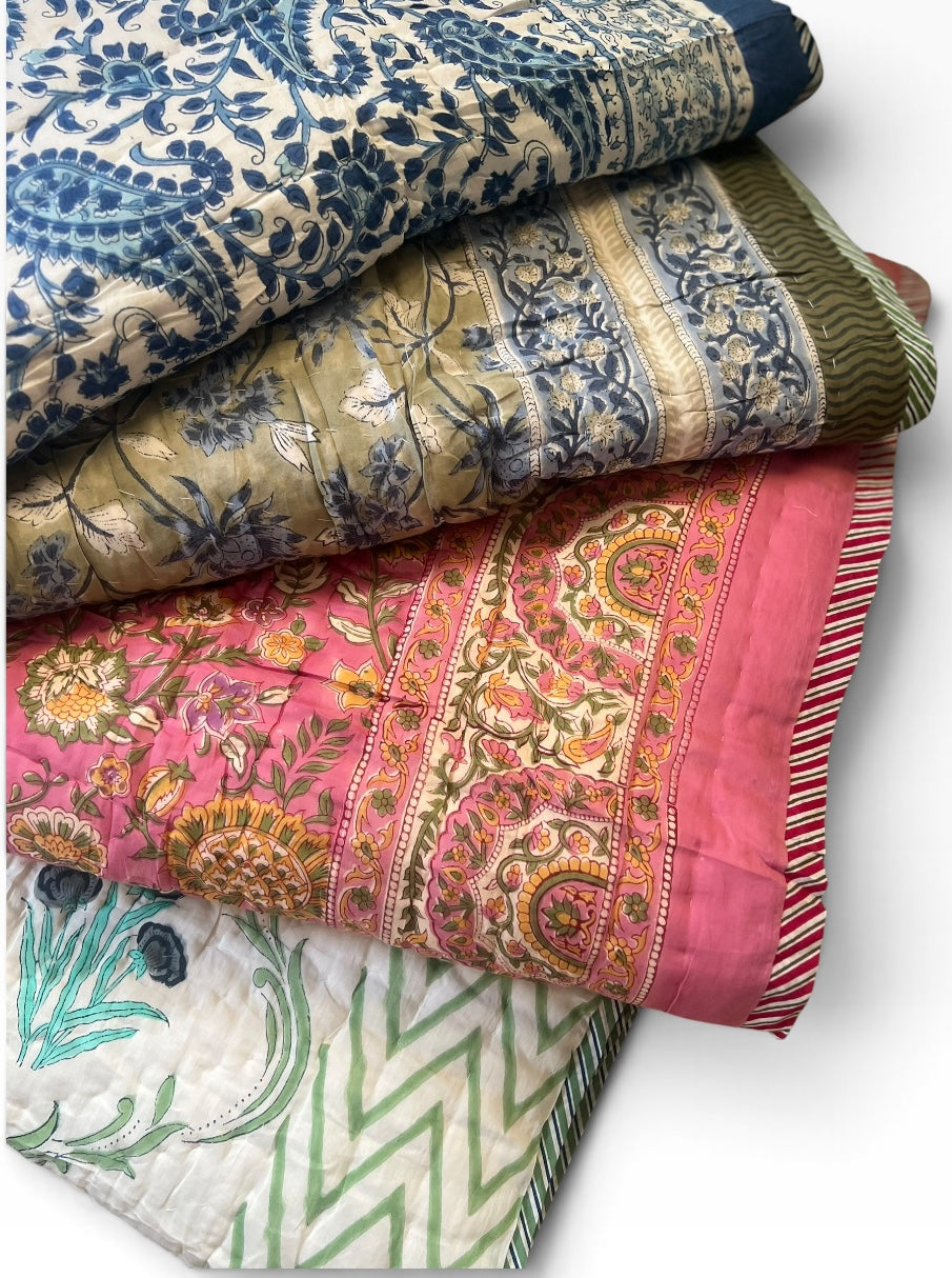 Block Print Quilt- Twin Size