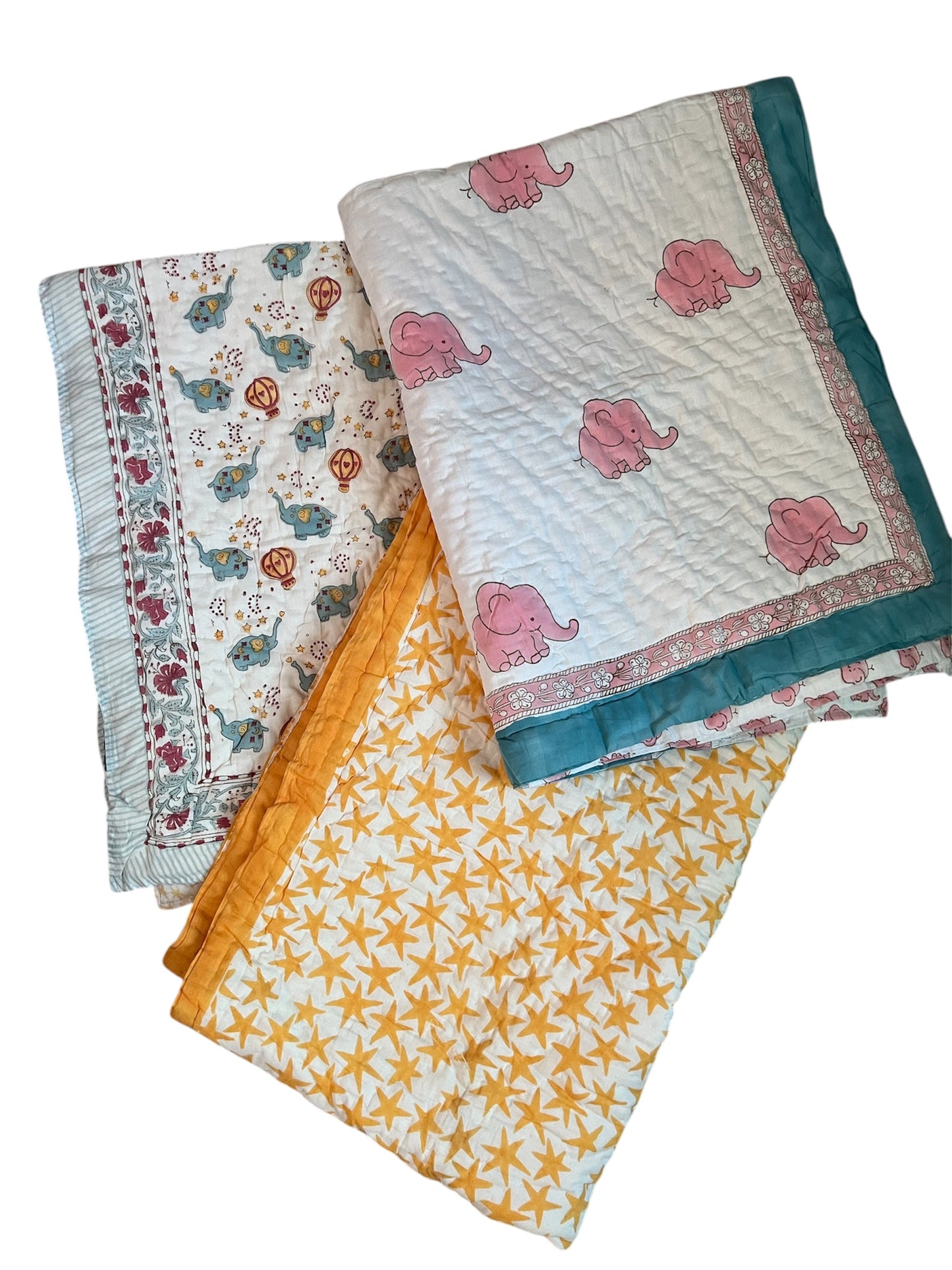 Kids Quilted Blankets - Yellow Starfish