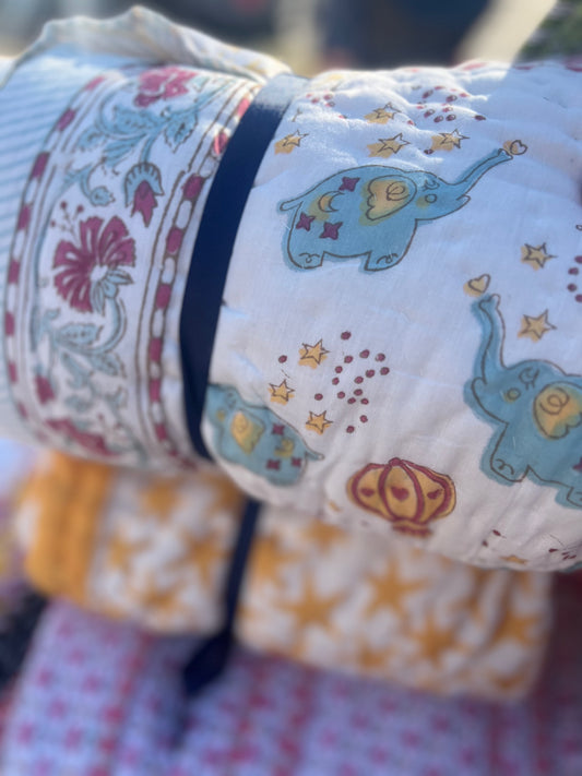 Kids Quilted Blankets - Elephant Parade