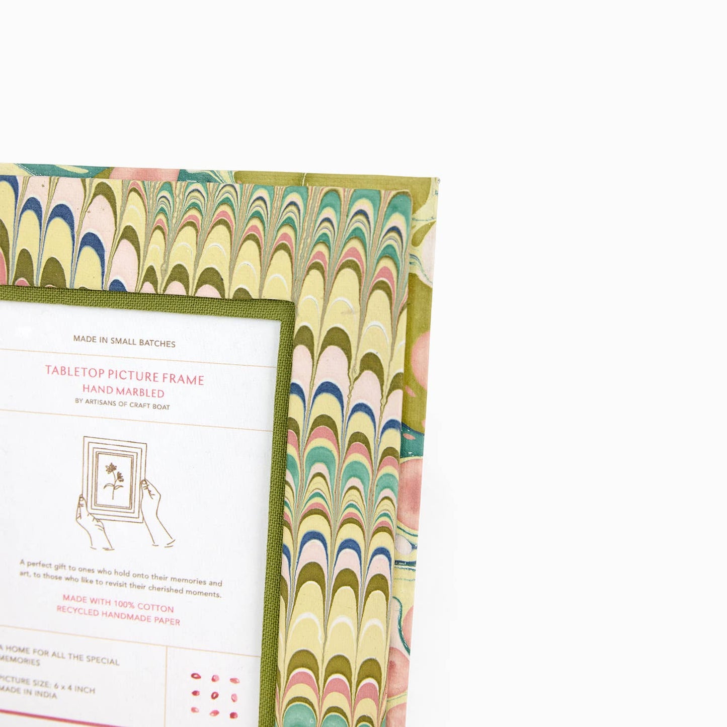Hand Marbled Photo Picture Frame- Spring Green
