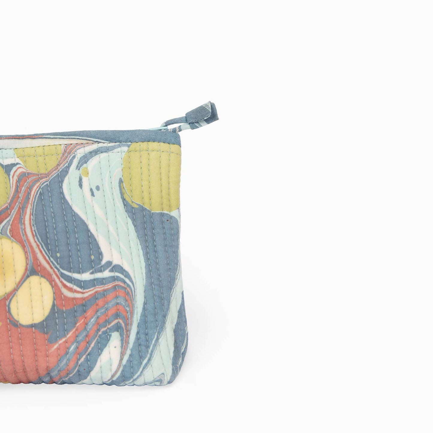 Hand-Marbled Quilted Cosmetic Pouch - Pacific Blue